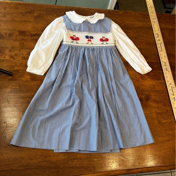 Vintage Orient Express blue plaid cheerleader 2 pc dress size 6